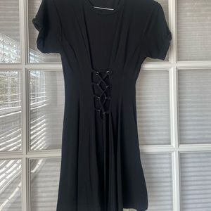 Topshop Black Lace-up T-shirt Dress